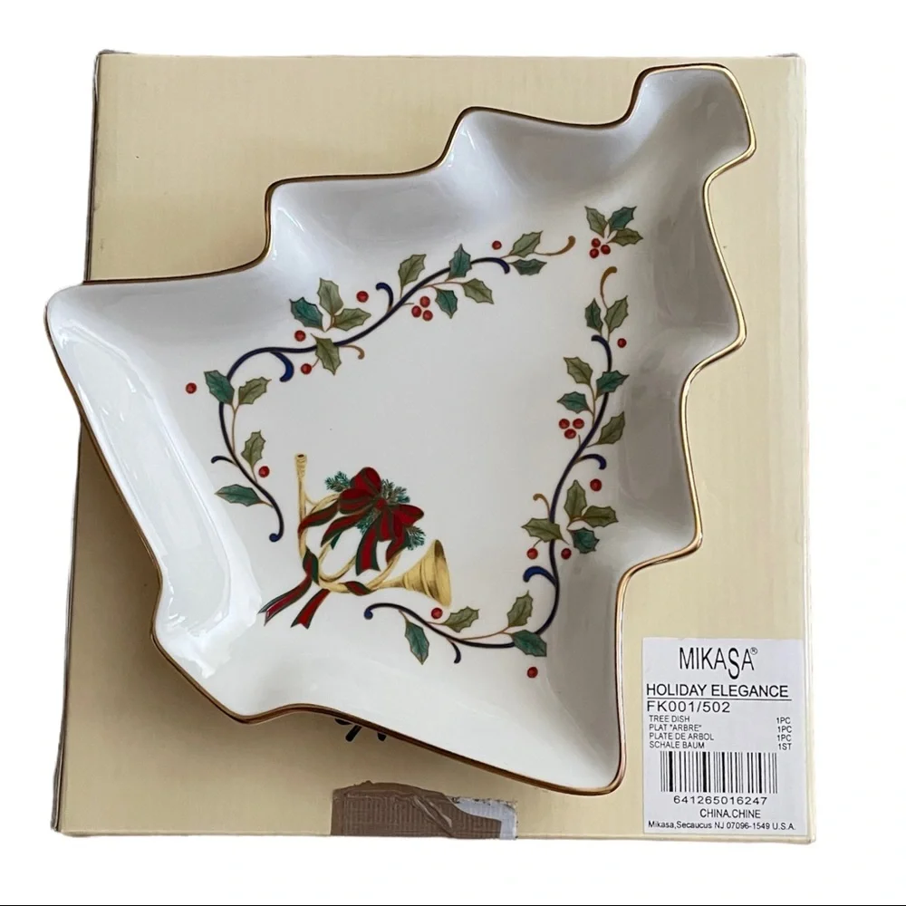 MIKASA Candy Dish Fine Porcelain China Holiday Elegance Christmas Tree